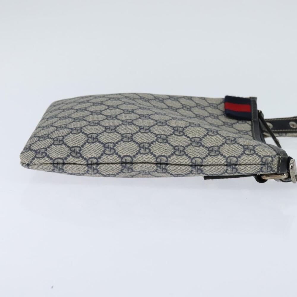 GUCCI GG Supreme Sherry Line Shoulder Bag PVC Navy Silver 246413 Auth 150735 - Picture 4 of 16
